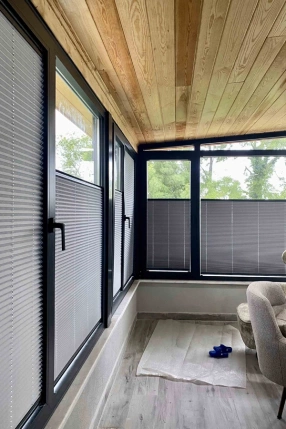 Full Blackout Gray Pleated Curtain