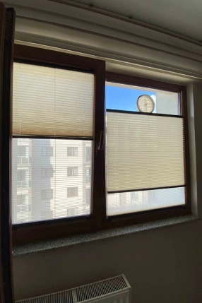 Sade Kumaş & Tül Gece-Gündüz Çiftli Plise Perde