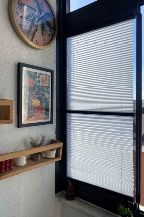 Saten Kumaş & Tül Gece-Gündüz Çiftli Plise Perde