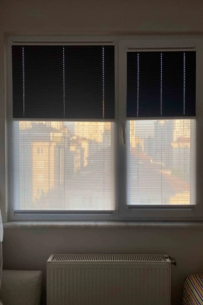 Tam Karartma & Tül Gece-Gündüz Çiftli Plise Perde