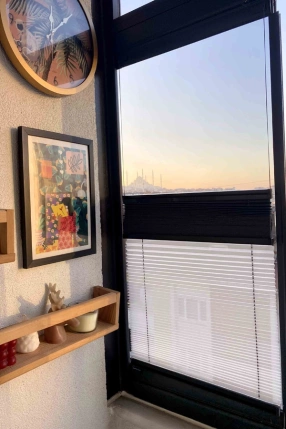 Tam Karartma & Tül Gece-Gündüz Çiftli Plise Perde