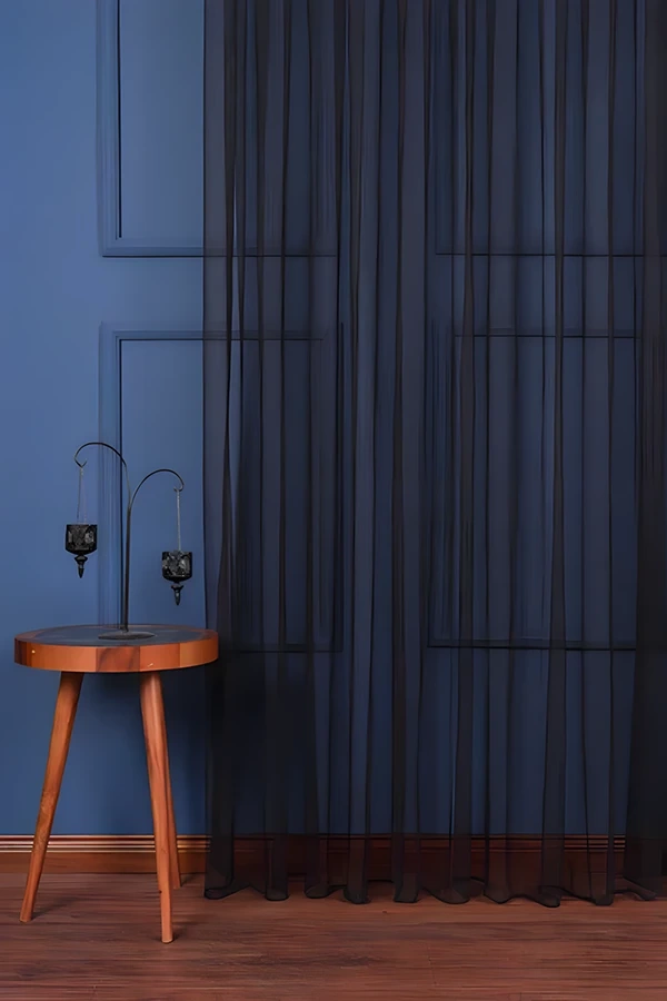 Black Plain Tulle Curtain