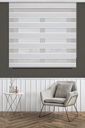 Gümüş Gri Blackout Zebra Stor Perde