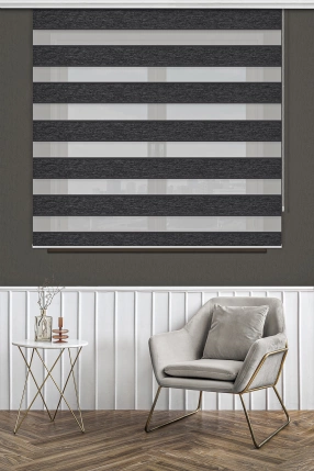 Koyu Gri Blackout Zebra Perde