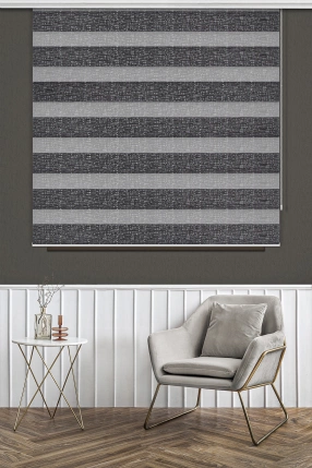 Koyu Gri Jakar Zebra Perde