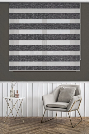 Koyu Gri Jakar Zebra Perde